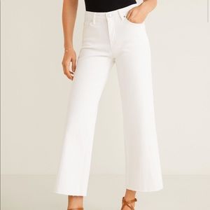 Mango cropped Audrey white jeans wide leg mid rise